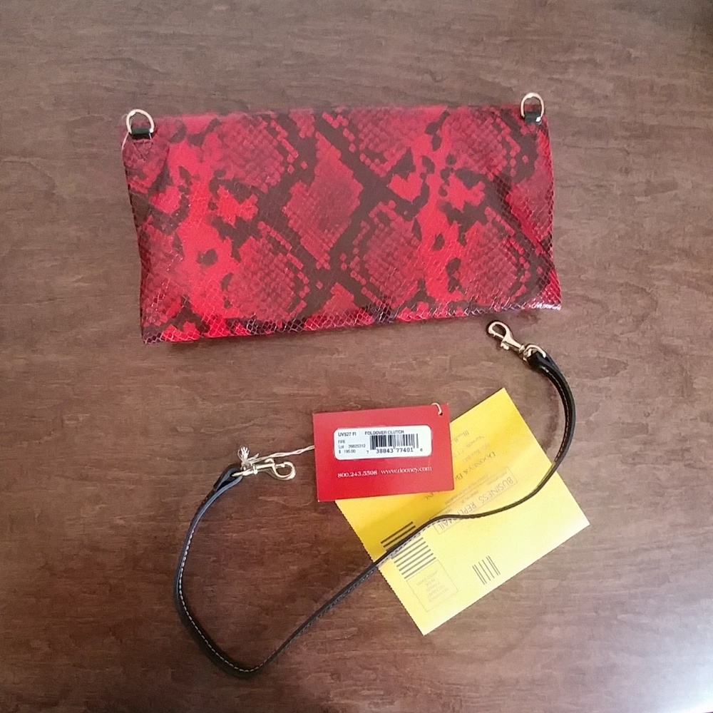 Dooney & Bourke foldover clutch fire red & black - Picture 8 of 8